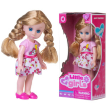 Кукла Junfa Маленькая девочка в розово-белом с вишенками платье 17 см