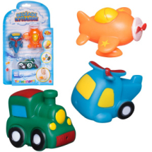 Набор резиновых игрушек для ванной Abtoys Веселое купание, 3 предмета (вертолет, поезд, самолет)