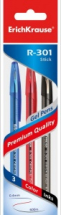 Ручка гелевая ErichKrause R-301 ORIGINAL Gel 0.5 в наборе из 3 штук: синяя, черная, красная, пакет