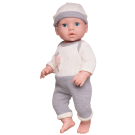 Пупс-кукла Junfa 40 см в бело-сером комбинезоне