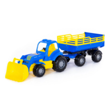 Машинка ПОЛЕСЬЕ Трактор с прицепом №2 с ковшом Крепыш, синий