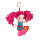 Кукла ABtoys Мягкое сердце, с розовыми волосами в голубом платье, на брелке, мягконабивная, 15 см