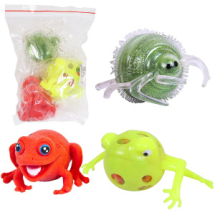 Игрушки антистресс - тянучки Junfa: лягушка со световыми эффектами, паук блестящий, лягушка, 3шт в наборе