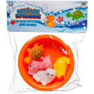 Набор резиновых игрушек для ванной Abtoys Веселое купание 4 фигурки животных и ванночка