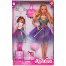 Игровой набор Куклы Defa Lucy Мама и дочка идут в гости в серебристо-сиреневых платьях, игровые предметы