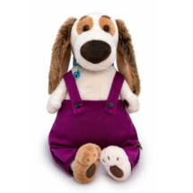 Мягкая игрушка BUDI BASA Собака Бартоломей с ошейником и в штанах на лямках 27 см