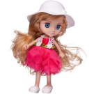 Кукла ABtoys Цветочная фантазия в ярко-розовом платье и белой шляпке 16,5 см с игровыми предметами
