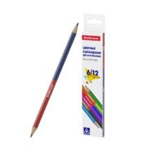 Цветные карандаши трехгранные двусторонние ErichKrause Basic, 6 шт Bicolor 12 цветов