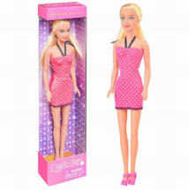 Кукла Defa Lucy Современная девушка в ярко-розовом платье в белый горох 29см