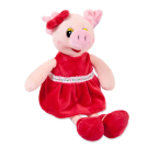 Мягкая игрушка ABtoys Свинка в красном платье, 16 см.