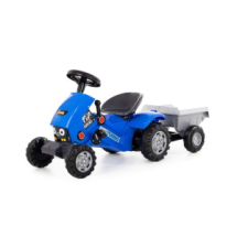 Игрушка-каталка ПОЛЕСЬЕ-трактор с педалями "Turbo-2" (синяя) с полуприцепом 124,5х43,8х54