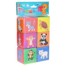 Кубики Русский Стиль Плюшики мягкие для малышей Весёлый зоопарк 7х7 см