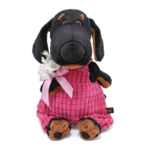 Мягкая игрушка BUDI BASA Собака Ваксон в комбинезоне с букетом 25 см