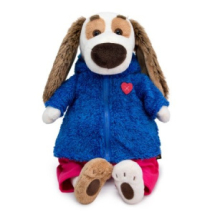 Мягкая игрушка BUDI BASA Собака Бартоломей в меховой кофте и штанах 27 см