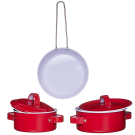 Игровой набор Junfa Посуда металлическая (красная), в наборе 8 предметов