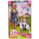 Игровой набор Кукла Defa Lucy Мама на прогулке с дочкой на белой лошадке, расческа