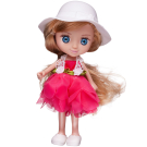 Кукла ABtoys Цветочная фантазия в ярко-розовом платье и белой шляпке 16,5 см с игровыми предметами