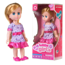 Кукла Junfa Маленькая девочка в бледно-фиолетовом в горох платье 17 см