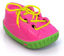 Дидактическая игрушка "Ботинок" розовый 15х9х8 см.