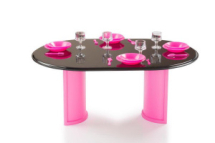 Мебель для кукол Огонек Стол для куклы с аксессуарами. Розовый 12*12*8 см