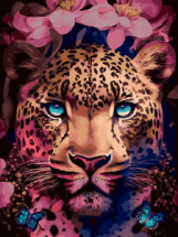 Набор для творчества Белоснежка картина по номерам на холсте Цветочный леопард 30х40 см