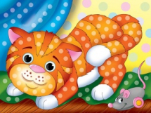 Набор для творчества Рыжий кот Алмазная мозаика ИГРИВЫЙ КОТЕНОК, с подрамником с полным заполнением 10*15см