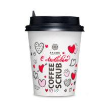 Скраб для тела Fabrik Cosmetology "LOVE" Кофе с кокосом в кофе-стакане, кофейный мерцающий 200 г